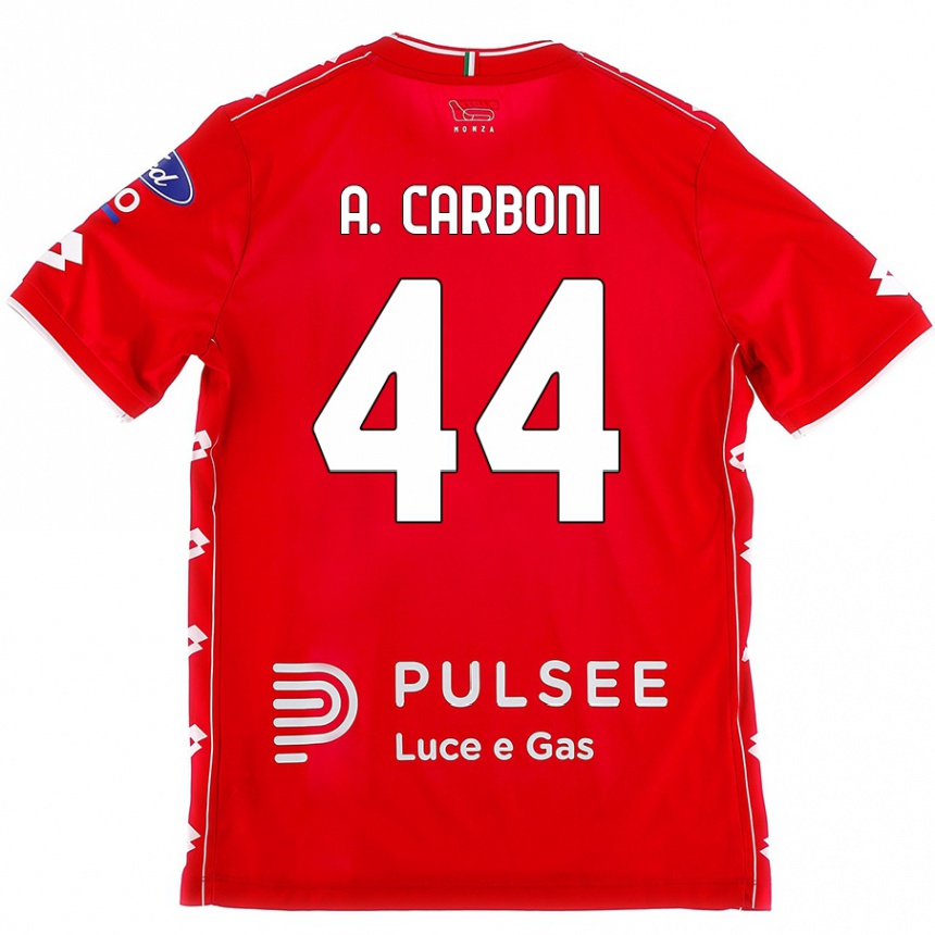 Kids Football Andrea Carboni #44 Red White Home Jersey 2024/25 T-Shirt Nz