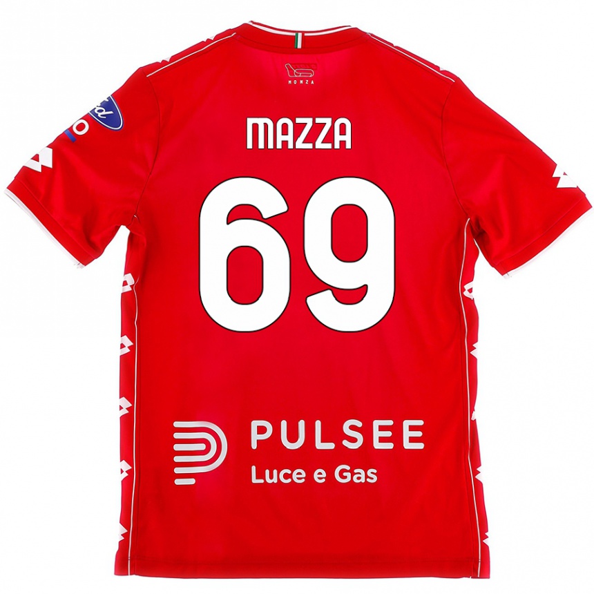 Kids Football Andrea Mazza #69 Red White Home Jersey 2024/25 T-Shirt Nz