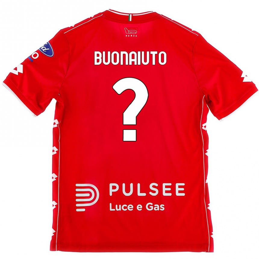 Kids Football Marco Buonaiuto #0 Red White Home Jersey 2024/25 T-Shirt Nz