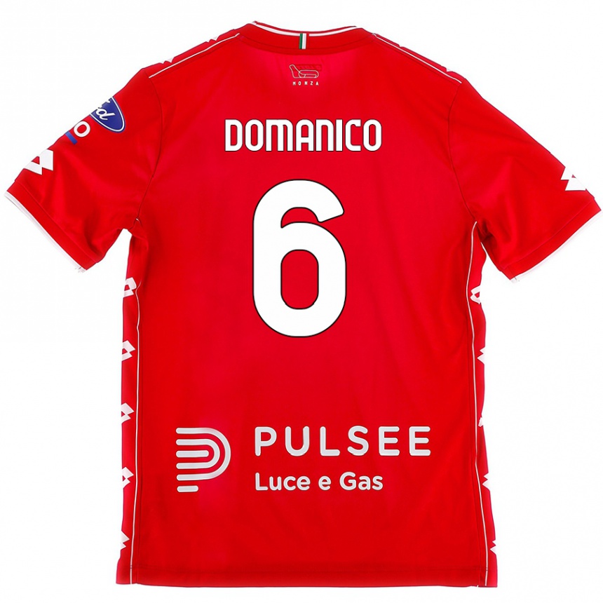 Kids Football Saverio Domanico #6 Red White Home Jersey 2024/25 T-Shirt Nz