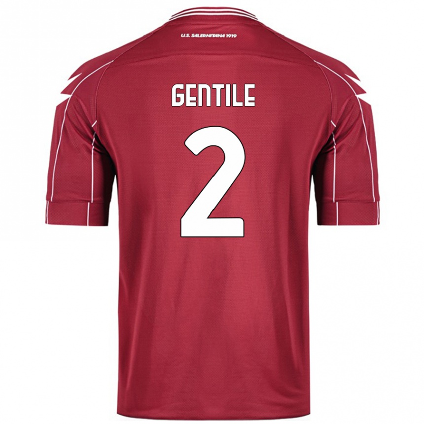 Kids Football Davide Gentile #2 Burgundy Home Jersey 2024/25 T-Shirt Nz