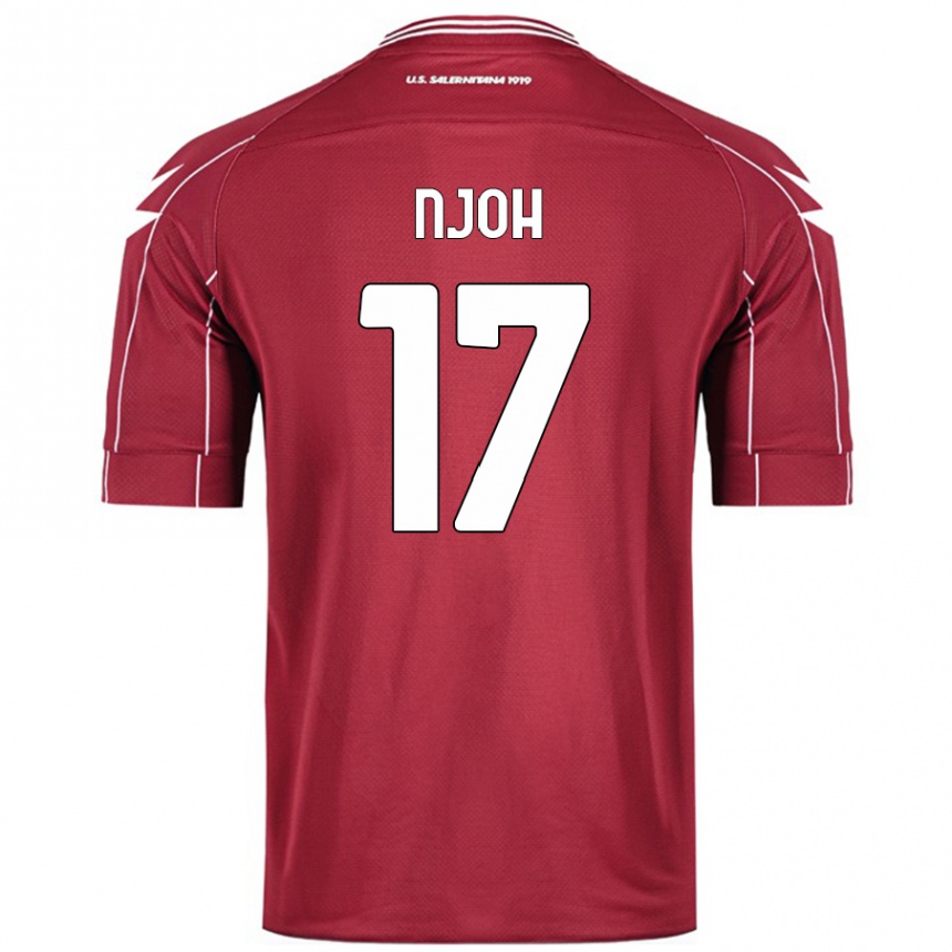 Kids Football Lilian Njoh #17 Burgundy Home Jersey 2024/25 T-Shirt Nz