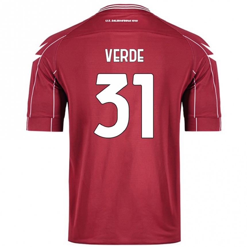 Kids Football Daniele Verde #31 Burgundy Home Jersey 2024/25 T-Shirt Nz