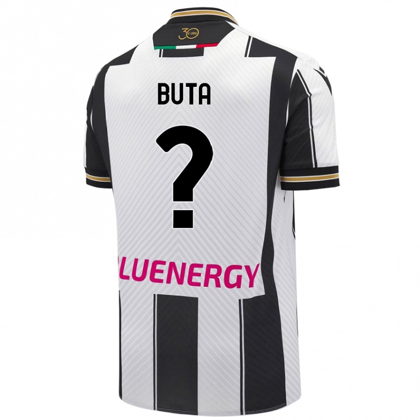 Kids Football Leonardo Buta #0 White Black Home Jersey 2024/25 T-Shirt Nz