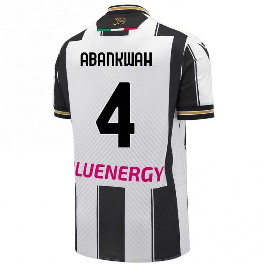 Kids Football James Abankwah #4 White Black Home Jersey 2024/25 T-Shirt Nz