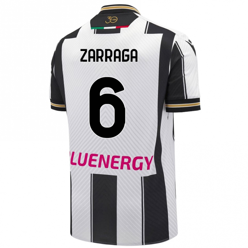 Kids Football Oier Zarraga #6 White Black Home Jersey 2024/25 T-Shirt Nz