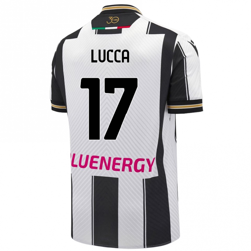 Kids Football Lorenzo Lucca #17 White Black Home Jersey 2024/25 T-Shirt Nz