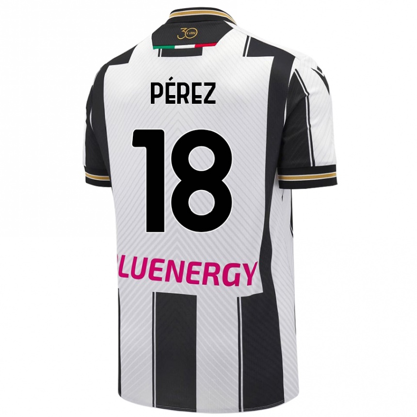 Kids Football Nehuén Pérez #18 White Black Home Jersey 2024/25 T-Shirt Nz