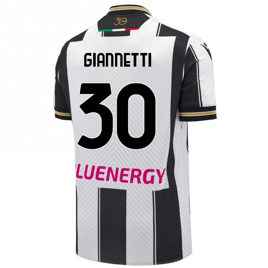 Kids Football Lautaro Giannetti #30 White Black Home Jersey 2024/25 T-Shirt Nz