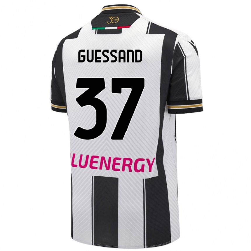 Kids Football Axel Guessand #37 White Black Home Jersey 2024/25 T-Shirt Nz