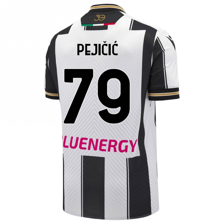 Kids Football David Pejičić #79 White Black Home Jersey 2024/25 T-Shirt Nz