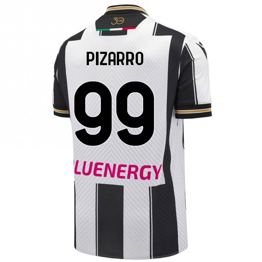 Kids Football Damián Pizarro #99 White Black Home Jersey 2024/25 T-Shirt Nz