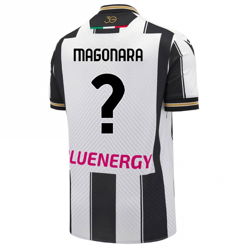 Kids Football Matteo Magonara #0 White Black Home Jersey 2024/25 T-Shirt Nz