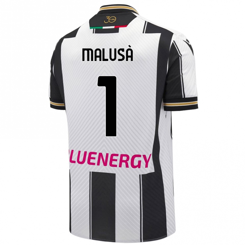 Kids Football Joel Malusà #1 White Black Home Jersey 2024/25 T-Shirt Nz