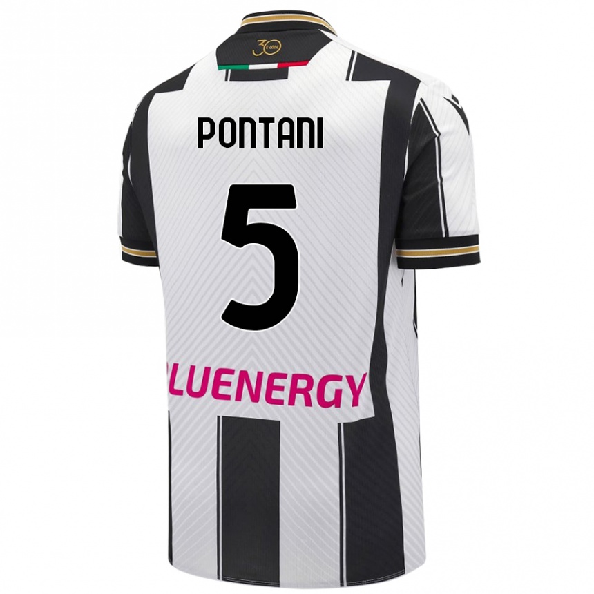 Kids Football Leonardo Pontani #5 White Black Home Jersey 2024/25 T-Shirt Nz