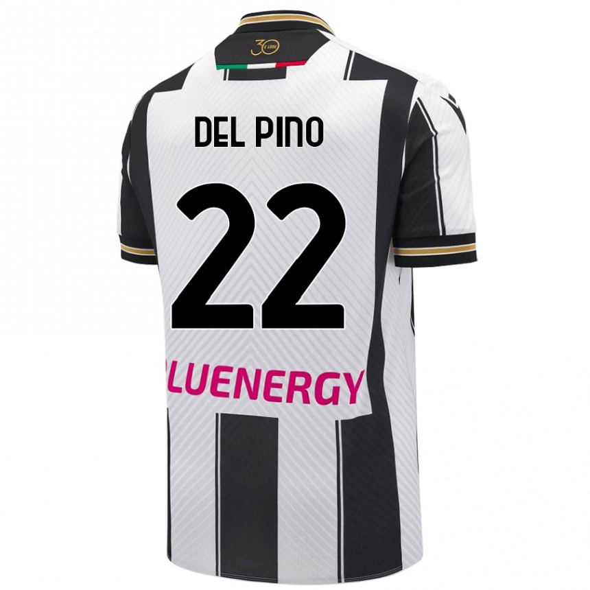 Kids Football Lorenzo Del Pino #22 White Black Home Jersey 2024/25 T-Shirt Nz