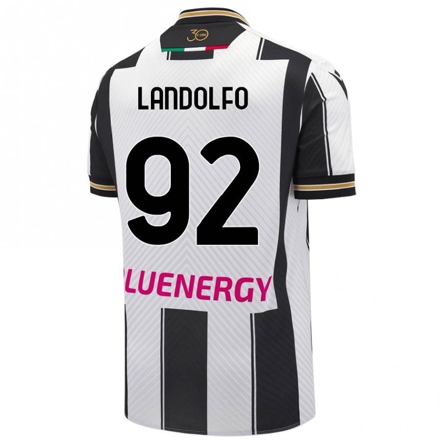 Kids Football Tommaso Landolfo #92 White Black Home Jersey 2024/25 T-Shirt Nz