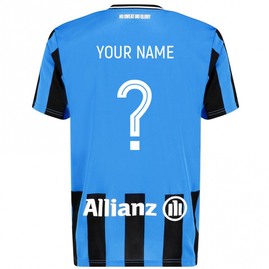 Kids Football Your Name #0 Sky Blue Black Home Jersey 2024/25 T-Shirt Nz