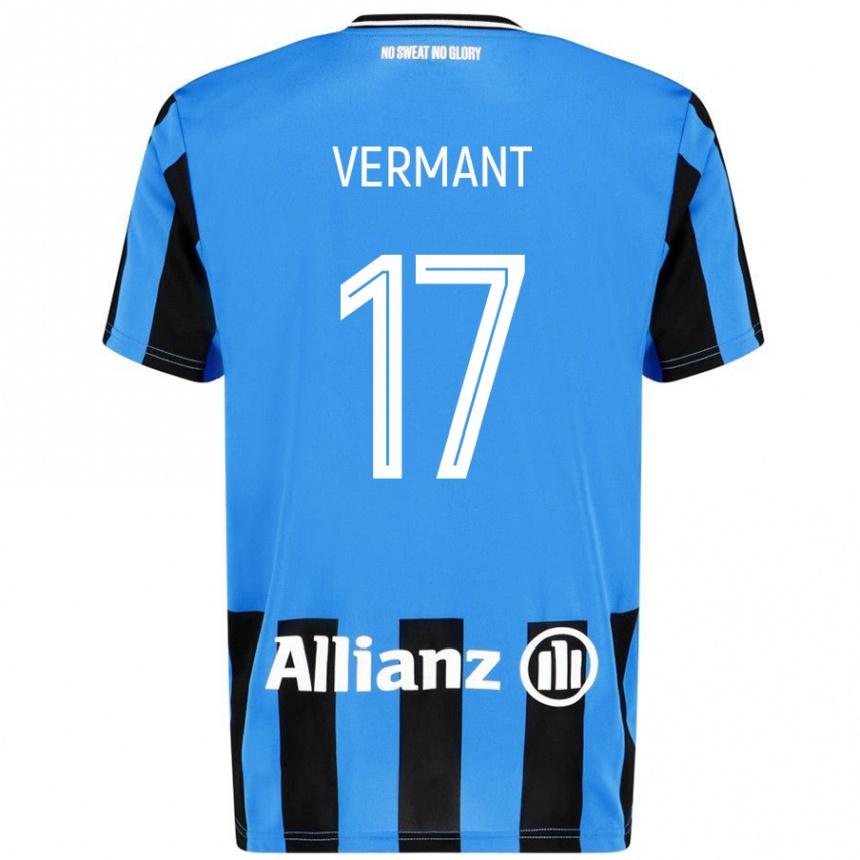 Kids Football Romeo Vermant #17 Sky Blue Black Home Jersey 2024/25 T-Shirt Nz