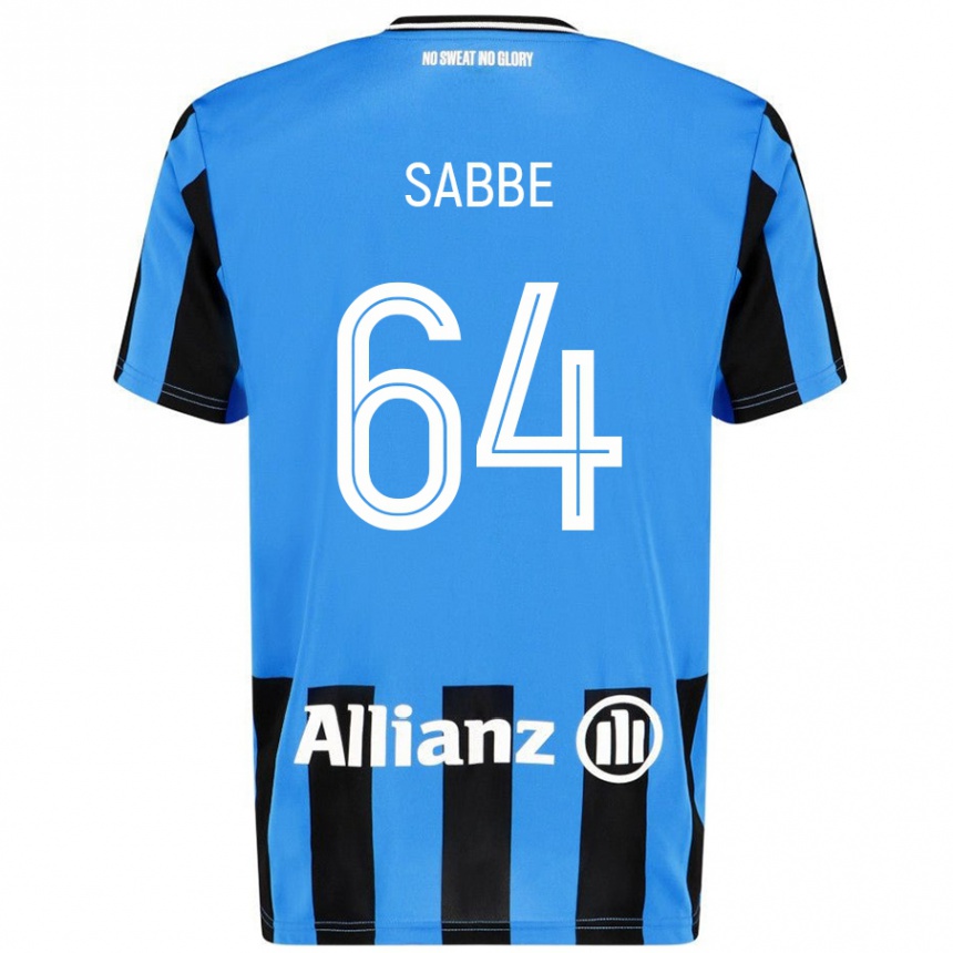 Kids Football Kyriani Sabbe #64 Sky Blue Black Home Jersey 2024/25 T-Shirt Nz