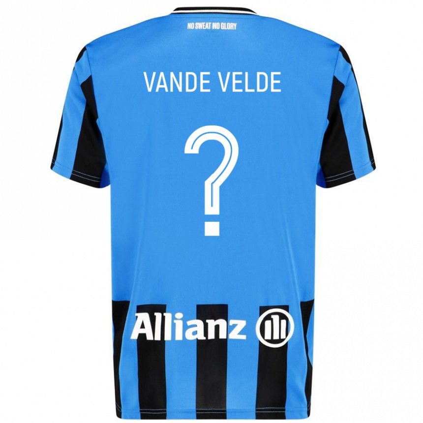 Kids Football Chloé Vande Velde #0 Sky Blue Black Home Jersey 2024/25 T-Shirt Nz