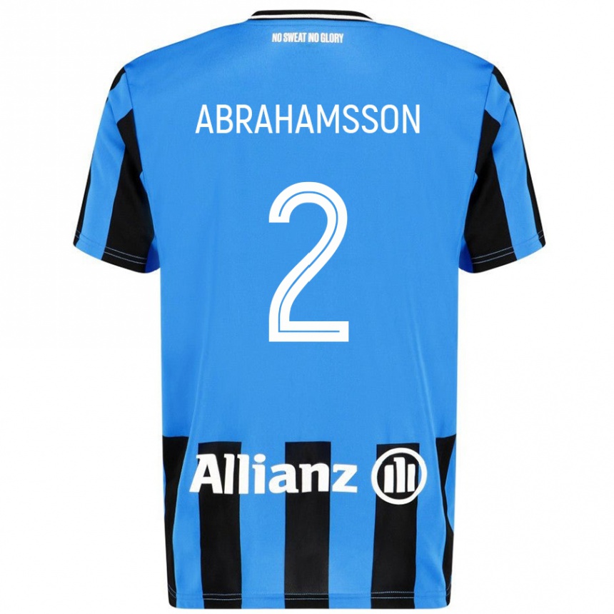 Kids Football Sejde Abrahamsson #2 Sky Blue Black Home Jersey 2024/25 T-Shirt Nz