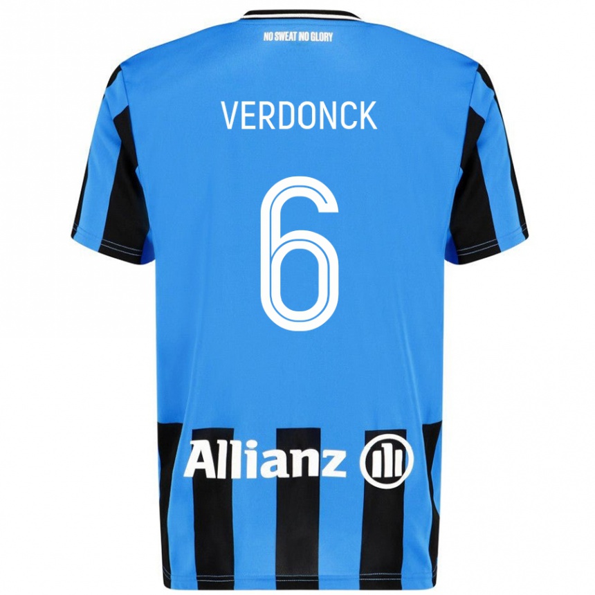 Kids Football Saar Verdonck #6 Sky Blue Black Home Jersey 2024/25 T-Shirt Nz