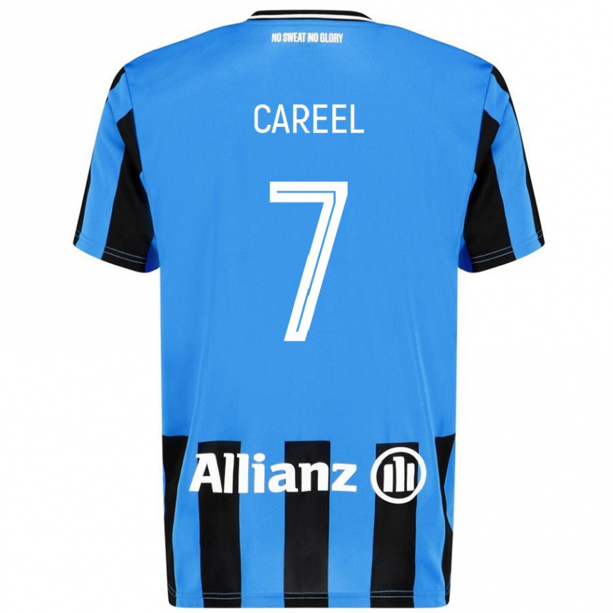 Kids Football Oona Careel #7 Sky Blue Black Home Jersey 2024/25 T-Shirt Nz