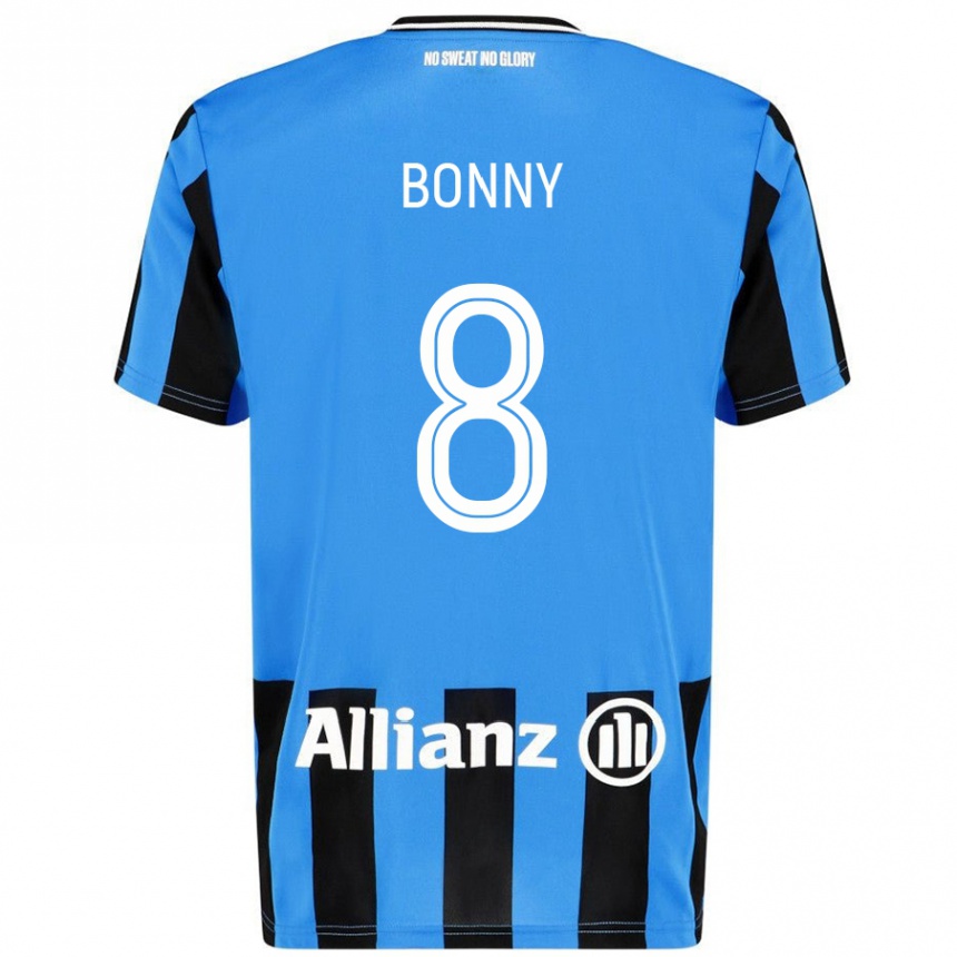 Kids Football Chionne Bonny #8 Sky Blue Black Home Jersey 2024/25 T-Shirt Nz