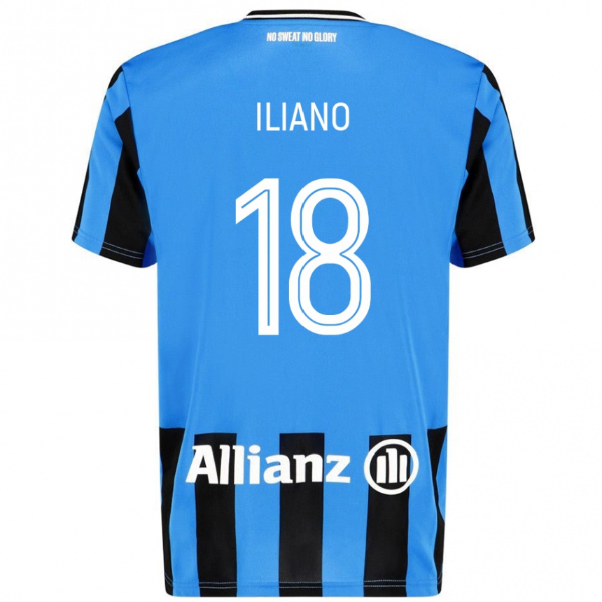 Kids Football Isabelle Iliano #18 Sky Blue Black Home Jersey 2024/25 T-Shirt Nz