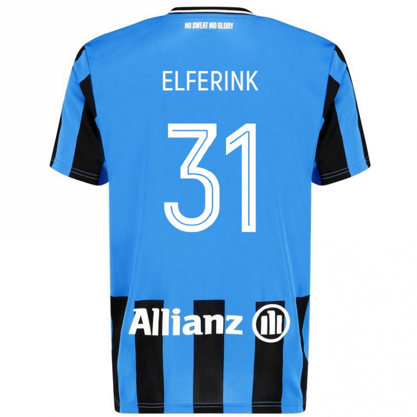 Kids Football Marie Elferink #31 Sky Blue Black Home Jersey 2024/25 T-Shirt Nz