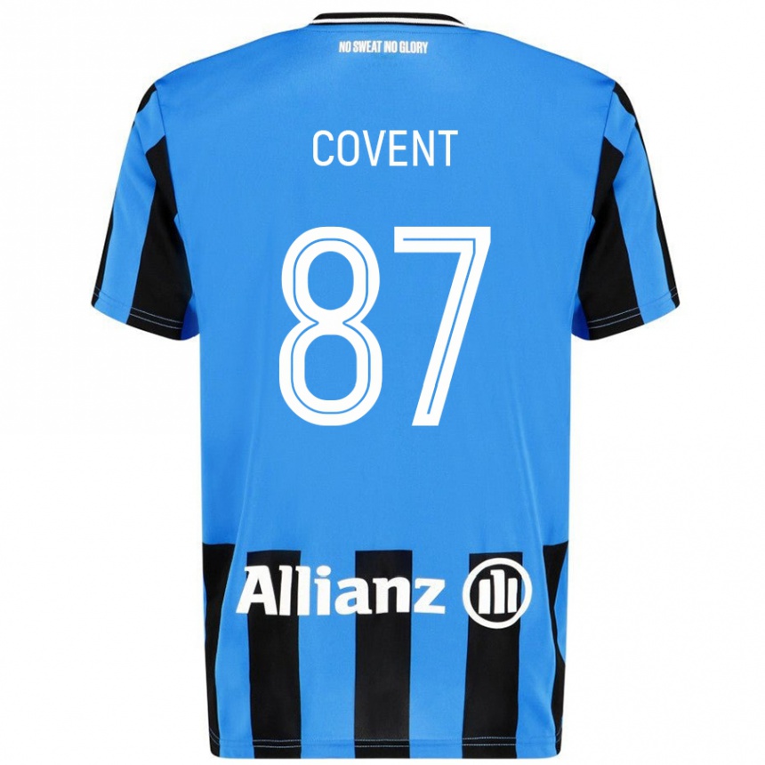 Kids Football Jorijn Covent #87 Sky Blue Black Home Jersey 2024/25 T-Shirt Nz