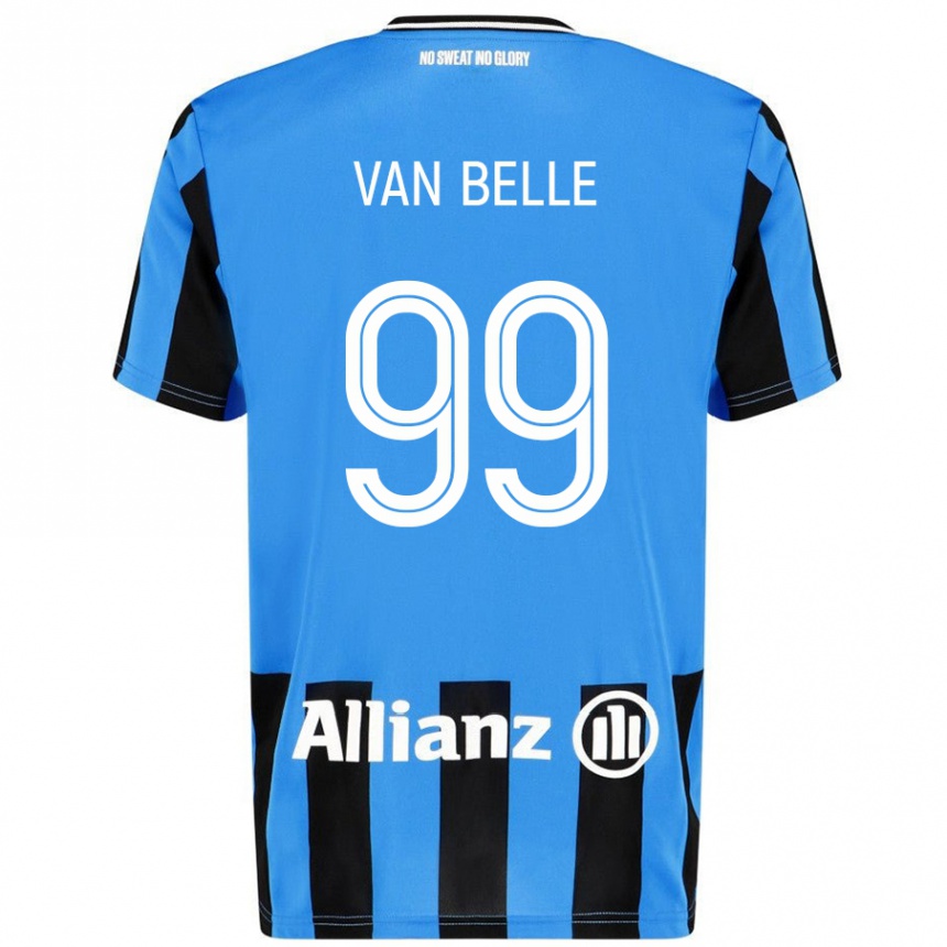 Kids Football Lyndsey Van Belle #99 Sky Blue Black Home Jersey 2024/25 T-Shirt Nz