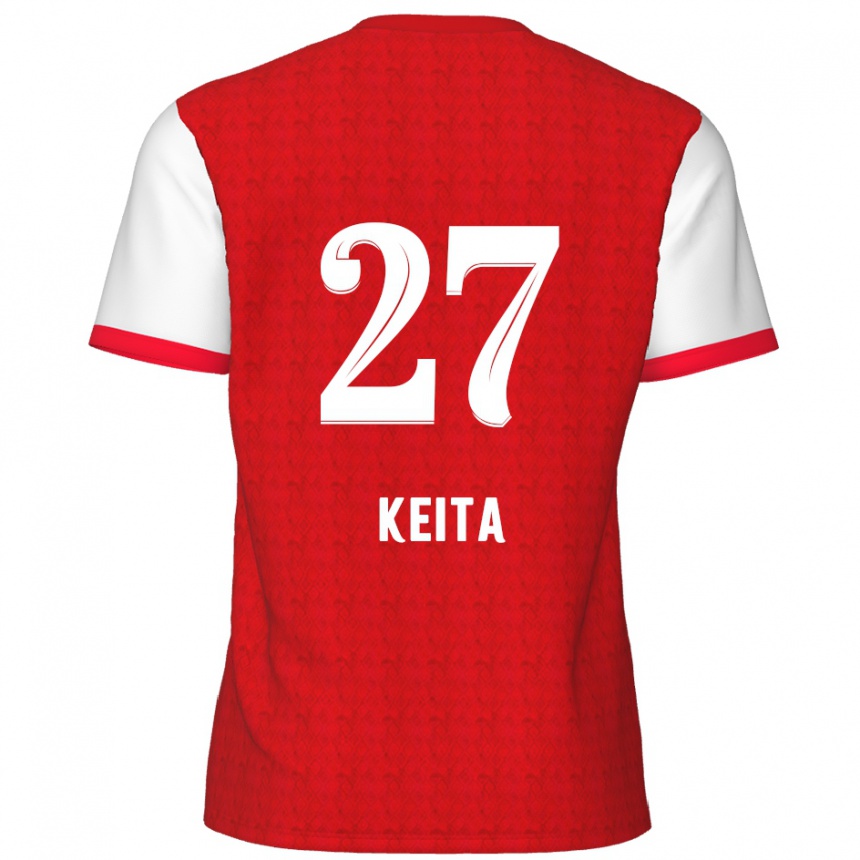 Kids Football Mandela Keita #27 Red White Home Jersey 2024/25 T-Shirt Nz