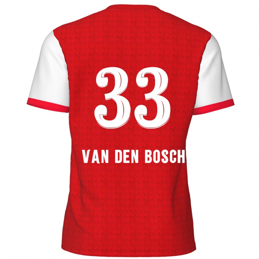 Kids Football Zeno Van Den Bosch #33 Red White Home Jersey 2024/25 T-Shirt Nz