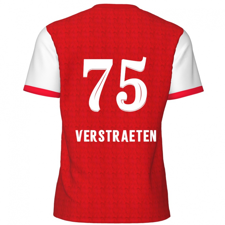 Kids Football Andreas Verstraeten #75 Red White Home Jersey 2024/25 T-Shirt Nz