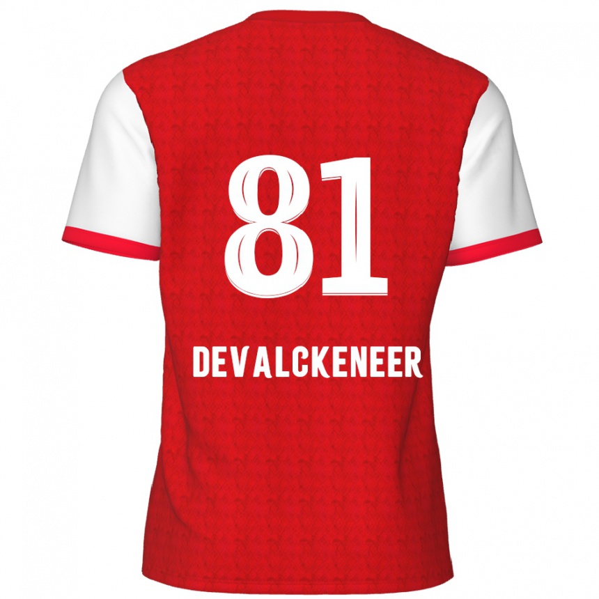 Kids Football Niels Devalckeneer #81 Red White Home Jersey 2024/25 T-Shirt Nz