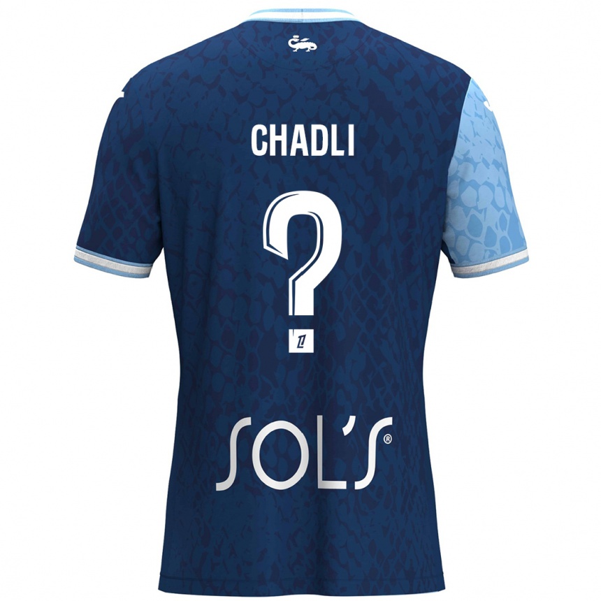 Kids Football Nassim Chadli #0 Sky Blue Dark Blue Home Jersey 2024/25 T-Shirt Nz