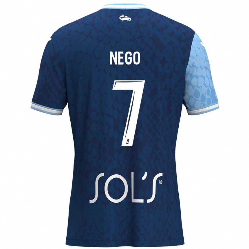 Kids Football Loïc Nego #7 Sky Blue Dark Blue Home Jersey 2024/25 T-Shirt Nz