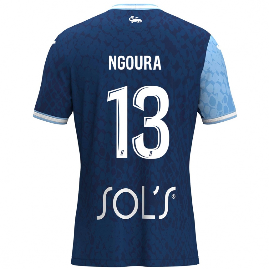 Kids Football Steve Ngoura #13 Sky Blue Dark Blue Home Jersey 2024/25 T-Shirt Nz