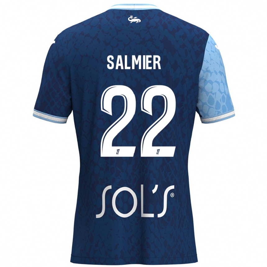 Kids Football Yoann Salmier #22 Sky Blue Dark Blue Home Jersey 2024/25 T-Shirt Nz