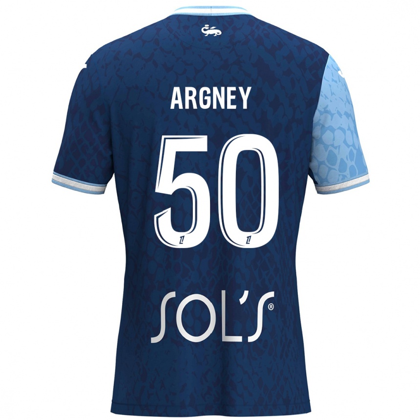 Kids Football Paul Argney #50 Sky Blue Dark Blue Home Jersey 2024/25 T-Shirt Nz