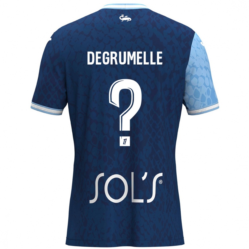 Kids Football Matéo Degrumelle #0 Sky Blue Dark Blue Home Jersey 2024/25 T-Shirt Nz