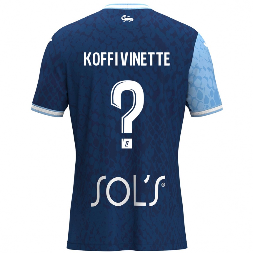 Kids Football Enzo Koffi Vinette #0 Sky Blue Dark Blue Home Jersey 2024/25 T-Shirt Nz