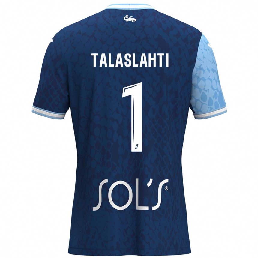 Kids Football Katriina Talaslahti #1 Sky Blue Dark Blue Home Jersey 2024/25 T-Shirt Nz