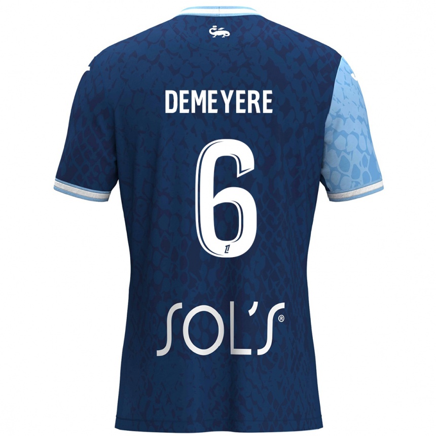 Kids Football Silke Demeyere #6 Sky Blue Dark Blue Home Jersey 2024/25 T-Shirt Nz