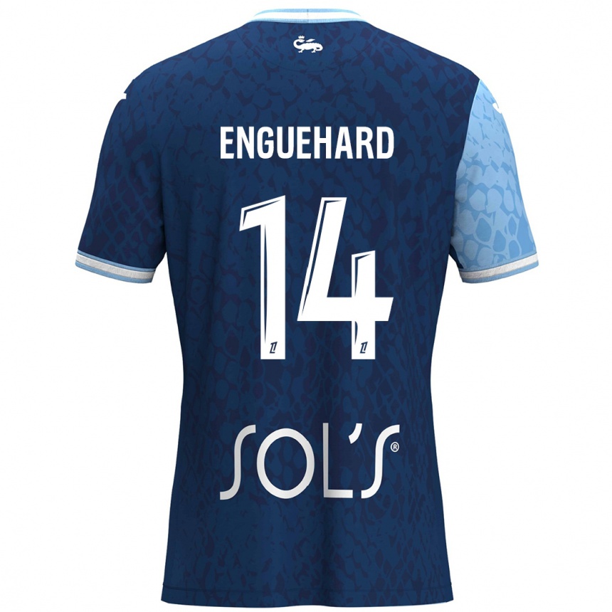 Kids Football Romane Enguehard #14 Sky Blue Dark Blue Home Jersey 2024/25 T-Shirt Nz