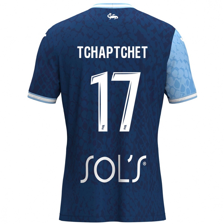 Kids Football Chanel Tchaptchet #17 Sky Blue Dark Blue Home Jersey 2024/25 T-Shirt Nz