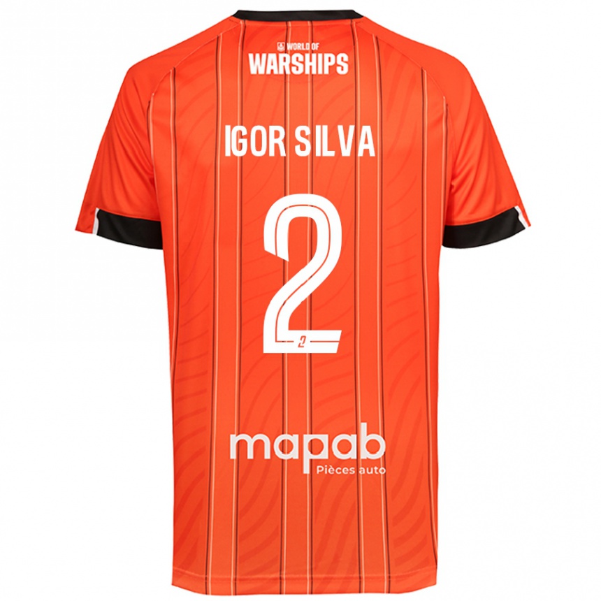 Kids Football Igor Silva #2 Orange Home Jersey 2024/25 T-Shirt Nz