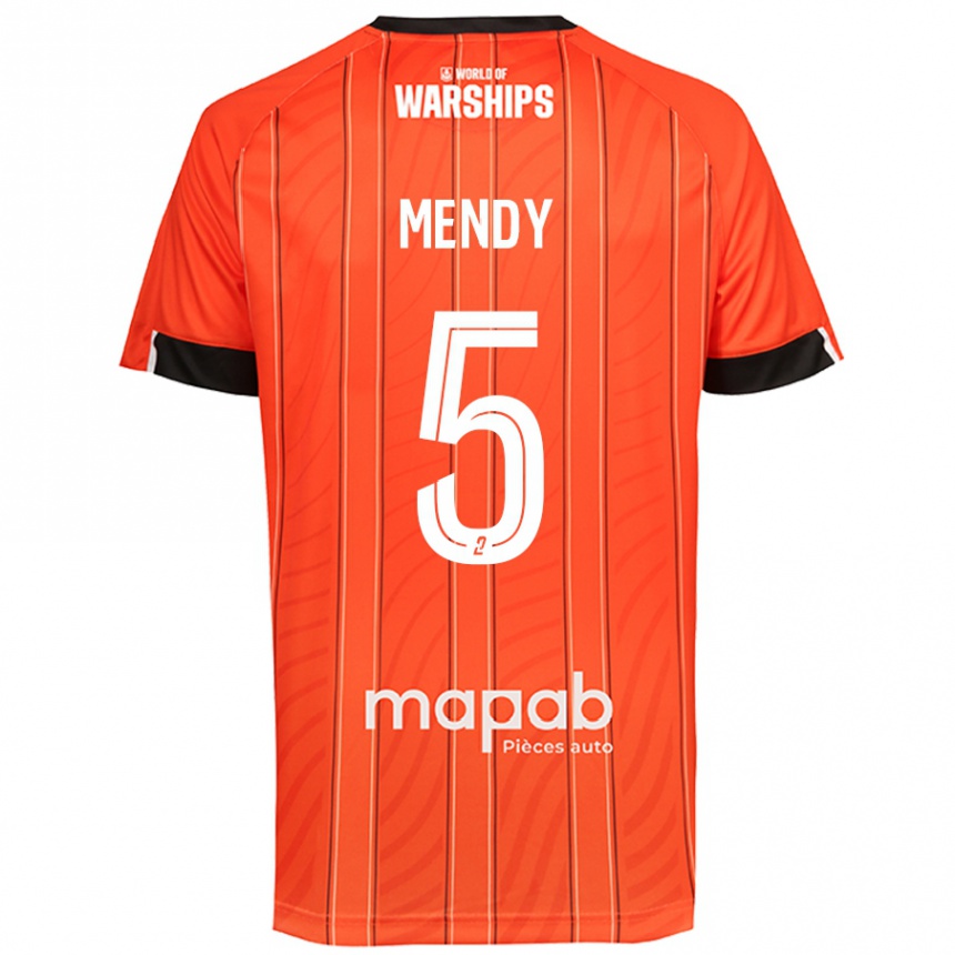 Kids Football Benjamin Mendy #5 Orange Home Jersey 2024/25 T-Shirt Nz